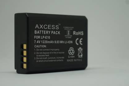 Axcess LP-E10 7.4v 1220mAh Lithium-ion  for Canon T3 Rebel T5 Rebel T6 Rebel T7 Rebel T100 1100D 1200D 1300D 1500D 2000D 3000D 4000D Camera   Battery