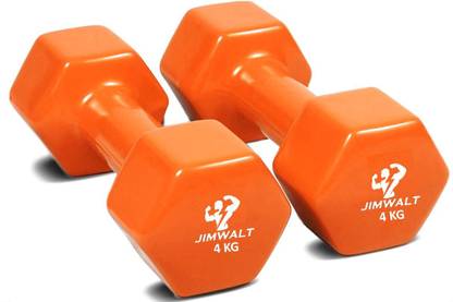 JIMWALT Vinyl Coated (4Kg*2 = 8Kg) Orange Fixed Weight Dumbbell