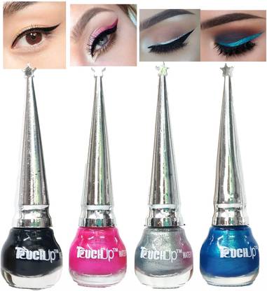 touchup Smudge proof Glitter Liquid Eyeliner set of 4, 5ml Each, Pink, Black, Silver and Blue 20 ml
