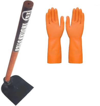 JCT AGRICO SET OF 2 GARDEN TOOL SHOVEL AND SPADE WITH GARDEN RUBBER GLOVES COMBO Garden Tool Kit