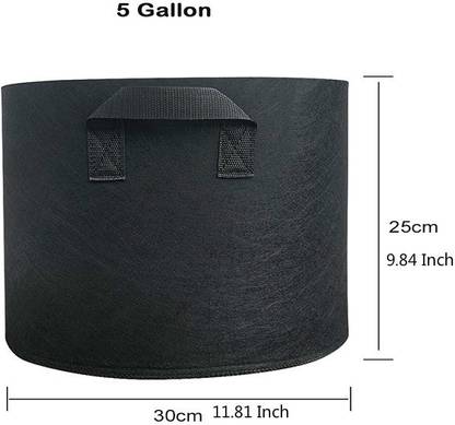 kanzika 5 Gallon , Heavy Duty 250G Thickened Nonwoven Plant Fabric Pots with Handles Grow Bag