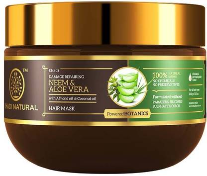 KHADI NATURAL Neem & Aloevera with Almond Oil & Coconut Oil, Hair Mask - POWERED BOTANICS
