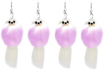 SADARWALA Furry Fox Keychain with Soft Fur Material for Bike and Car Keys (4Pc) Key Chain