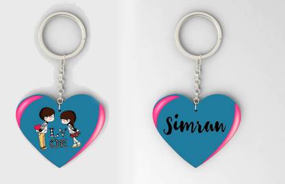 Clouds Simran Name Beautiful Heart Shape Arclic Keychain Best Gifts for Your Special/Grils Friend/Boy Friend/Husband/Wife/Boss(Pack Of 2) Key Chain