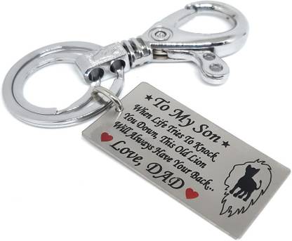 Aura To My Son Gift Keyring Keychain For Son Boy Birthday From Father Papa Keychain For Bike Car House Home Office Keys Stainless Steel Hook Key Chain