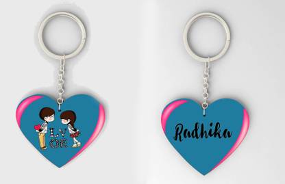 Festa Radhika Name Beautiful Heart Shape Arclic Keychain Best Gifts for Your Special/Grils Friend/Boy Friend/Husband/Wife/Boss(Pack Of 2) Key Chain