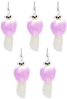Rich Square Furry Fox Keychain with Soft Fur Material for Scooty and Bike Keys (5Pc) Key Chain
