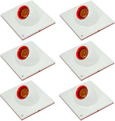 Prop It Up DECORATIVE SQUARE ANGLE BUTTON HOLDER White Fancy Bulb holder for wall home Plastic Light Socket (B-22) PACK OF 6 Plastic, Brass Light Socket