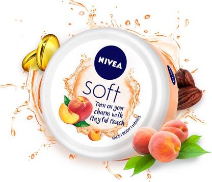 NIVEA Soft Light Moisturizer Cream, Playful Peach, with Vitamin E & Jojoba Oil,