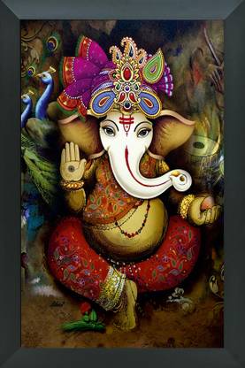 FRIZZY ARTS ganesh ji | ganesh ji photo frame | ganesh ji paintings Digital Reprint 18 inch x 12 inch Painting