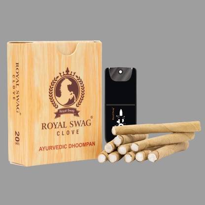 ROYAL SWAG Ayurvedic & Herbal Long Filtered Bidi Smoke, (Pack of 1 X 20 Bidi Sticks Per Pack) With 12 ml Shot to Stop Nicotine Craving Tobacco Free Dhoompan Helps in Quit Smoking - (20 Sticks, 1 Shot) Smoking Cessations