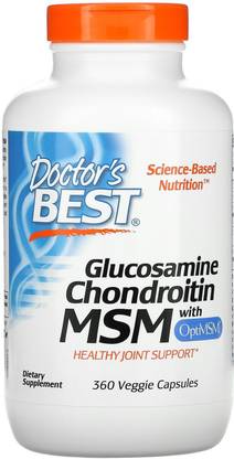 Doctor's Best Glucosamine Chondroitin MSM with OptiMSM, 360 Veggie