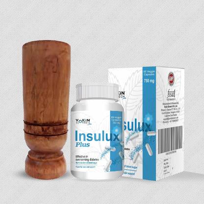 Vokin Biotech Insulux Plus For Diabetes Control With Vijaysar Glass Natural Herbal Tumbler
