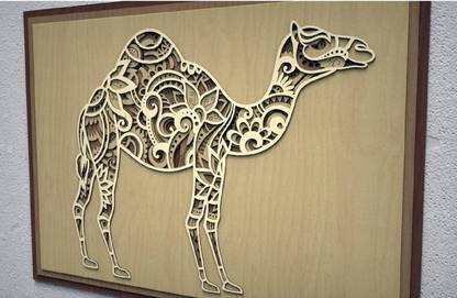 Sketchfab Laser Cut Camel 3D Multi Layer Wall Art Wall Art Decoration Cutout Home Wall Art Written on Wood Wall Mounted Decor and Hanging