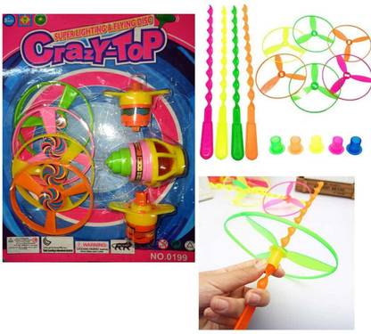 imtion 2 in 1 ( 1 Pcs Bamboo dragon flying toys + High Speed Lighting spining lattu with Air Fan Toys ) Birthday return gift for kids boys and girls Playing toys