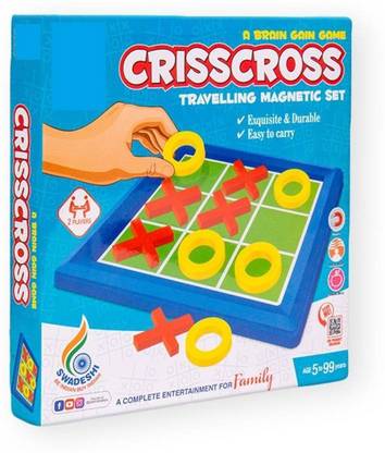 KHG Criss Cross Travelling Magnetic Board Game to Play at Home or Picnic Party & Fun Board Game Party & Fun Board Game