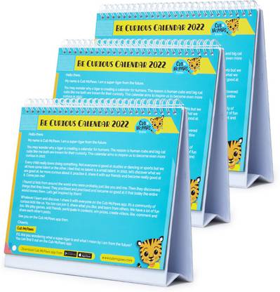 Cub McPaws 2022 Kids Desk Calendar | White Spiral Bound | Tracking & Scheduling | 12 Months | Calendar with Notes | 270 GSM Sheets | 8 x 6 in | Friends Pack|Pack of 3 Calendars 2022 Table Calendar