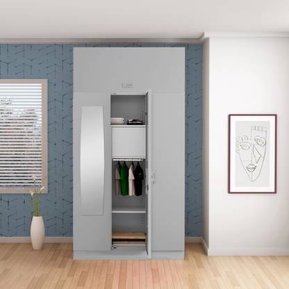 Godrej Interio Slimline 3 Door With Mirror, Locker, Drawer and Overhead Unit Metal Almirah