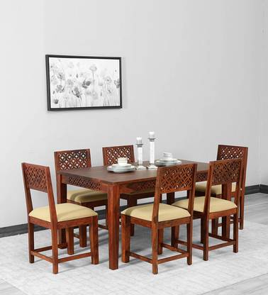 INSATKAR Solid Sheesham Wood 6 Seater Dining Table Set Solid Wood 6 Seater Dining Set