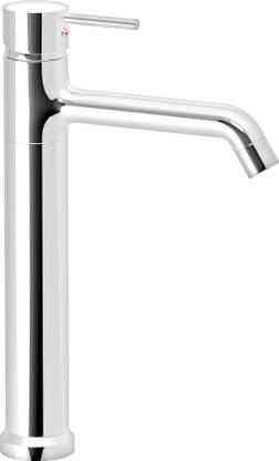 PIXAFLO Brass Single Lever Tall Boy Basin Mixer with 600 mm Long Stainless Steel Braided Hoses (Chrome) (Hot & Cold) 12 inches tall (Florent-FX) Table Top Basin Mixer Faucet