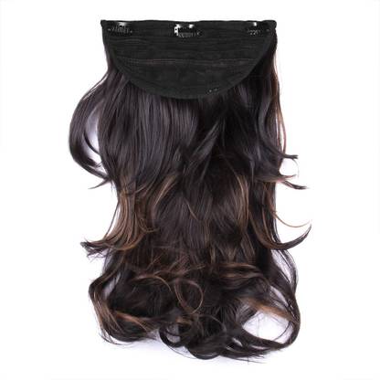 STREAK STREET CLIP-IN 18" OUT CURL DARK BROWN HAIR EXTENSIONS WITH COPPER HIGHLIGHTS Hair Extension