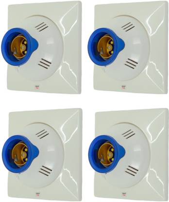 Prop It Up DECORATIVE SQUARE White/Blur Fancy Bulb holder for wall home Plastic Light Socket (B-22) PACK OF 4 (HN/04) Plastic, Brass Light Socket