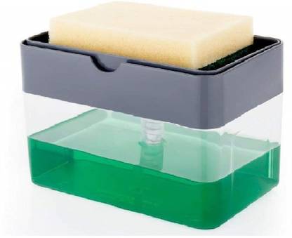 Dady liquid Soap Dispenser Soap Pump Sponge Holder Plastic Liquid Soap Press Type Pump Dispenser 2 in 1 kitchen set cleaning clean the pot clean the sink clean dishes dish wash bowl wash bartan wash kitchen wash plate wash all washing washer cleaning Soap Dispenser box Kitchen Sink Dishwasher dishwasher (500 ml) Multi-Fragrance Liquid Detergent