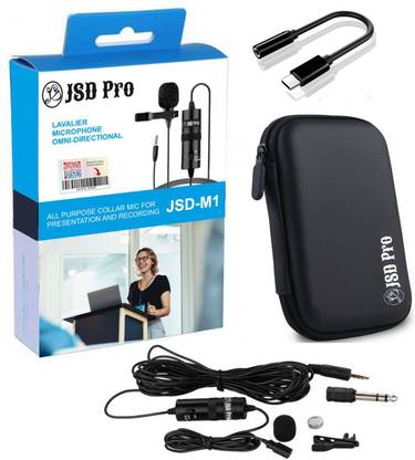 JSD PRO JSD-M1 With 3.5mm to C Type Adaptor - 20ft cable- Smartphone,Camera & PC Lavalier Microphone