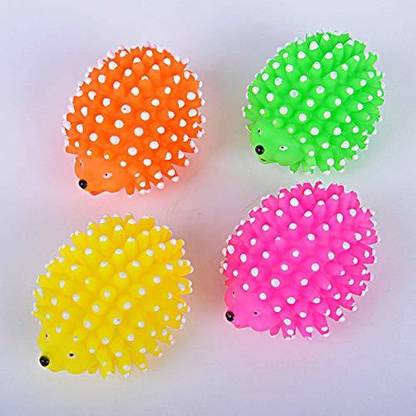 DogTrust Rubber Cute Colourful Hedgehog Squeaky Toy for Puppy/Dog/Cat/Kitten (Yellow) Rubber Chew Toy, Squeaky Toy For Dog