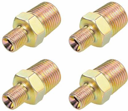 Sauran Reducing Pipe Fitting - Reducer Hex Nipple - 1/2 X 1/4 BSP Male Connector Zinc Finish Plating 4Pcs 2-Way Reducer Pipe Joint