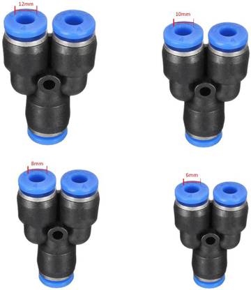 Sauran Imported 5pcs 8mm Pneumatic Equal Y Connector Push in Fitting Air/Water Hose Tube 3-Way Union Pipe Joint