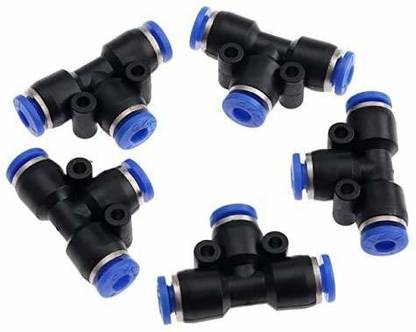 Sauran 6mm 3way T Quick Joint Fitting connector Pneumatic T-Pipe connector air pneumatic fitting part PE6-6MM T-connector 5-PCS 3-Way Tee Pipe Joint
