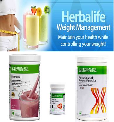 Herbalife Nutrition Weight Loss Combo ( Formula 1 Rose Kheer ,Protein 400 gm,Afresh Elaichi ) Plant-Based Protein