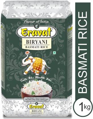 Eravat Basmati Rice Biryani-1kg | Authentic Organic Premium Basmati | Aged Rice with Long Grains & Rich Aroma | Low Glycemic Index | Gluten Fre Basmati Rice (Long Grain, Polished)