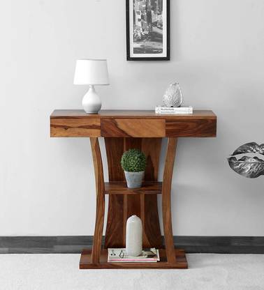 House Of Kuber Solid Sheesham Wood Console Table With Storage For Bed Room, Hotel. Solid Wood Console Table (Finish Color - Rustic Teak Finish, Pre-assembled)