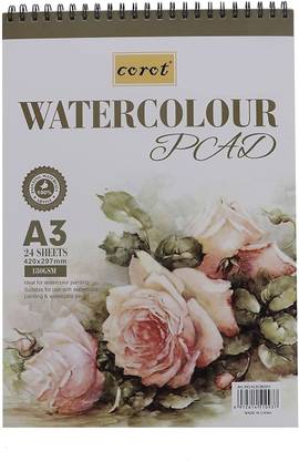 CHROME Watercolour Paper Pad 180 GSM, A3 Size, 24 Sheets Sketch Pad
