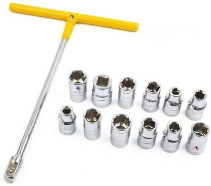 Mass Pro High Quality 13Pcs Socket Set T-Type Socket Wrench Adapter 1/2 Inch Drive Hex Bit Socket Set