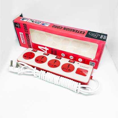 Kadio 4+4 RED ABS BODY 4  Socket Extension Boards