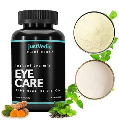 justvedic Eye Care Drink Mix Powder (1 Month) - Improve Eyesight, Reduce Eye Power Ginger Herbal Tea Plastic Bottle