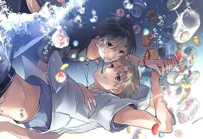 Smoky Design anime boys anime water underwater sweets hd wallpaper Paper Poster