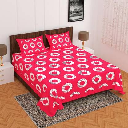 BADGUJAR 260 TC Cotton Double Printed Flat Bedsheet