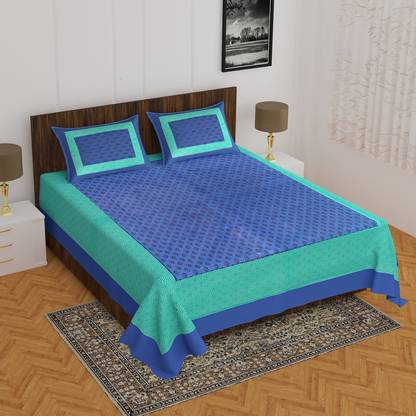BADGUJAR 260 TC Cotton Double Floral Flat Bedsheet