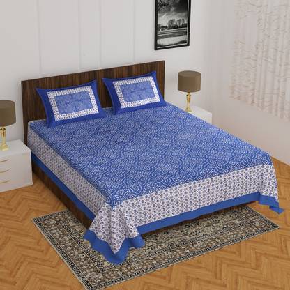 BADGUJAR 260 TC Cotton Double Printed Flat Bedsheet