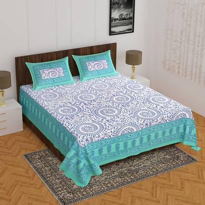 BADGUJAR 260 TC Cotton Double Floral Flat Bedsheet