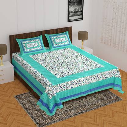 BADGUJAR 260 TC Cotton Double Floral Flat Bedsheet