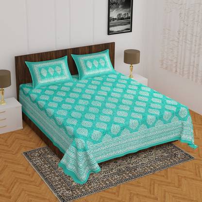 BADGUJAR 260 TC Cotton Double Printed Flat Bedsheet
