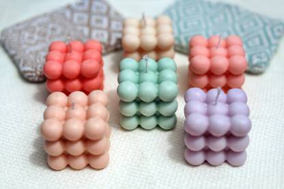 MAATI SU Handmade Soy Wax Bubble Cube Candle For home Décor, Weddings,Parties and Birthdays Candle
