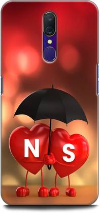 KEYCENT Back Cover for OPPO A9, CPH1938 N S, N LOVES S, NAME, LETTER, ALPHABET, NS LOVE, HART, BLUE