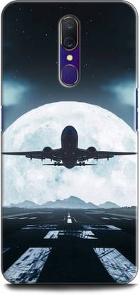 KEYCENT Back Cover for OPPO F11, CPH1911 AIRPLANE, JET, MOON, DARK, BEAUTIFULL, SKY