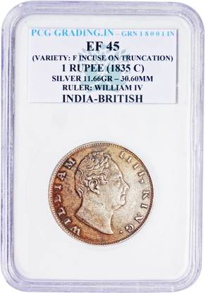 the coins INDIA BRITISH WILLIAM IV 1 RUPEE ( P C G GRADING) Medieval Coin Collection